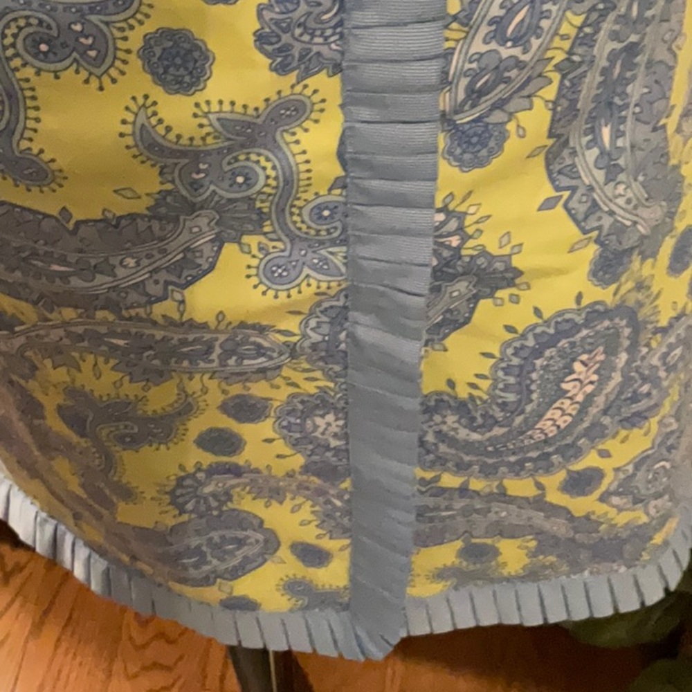 Lilly & Van  Paisley Faux Wrap Skirt - Blue and Chartreuse - Picture 3 of 8